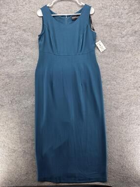 Melissa Harper Dress Womens 8 Blue Sheath Long Round Neck Sleeveless Zip